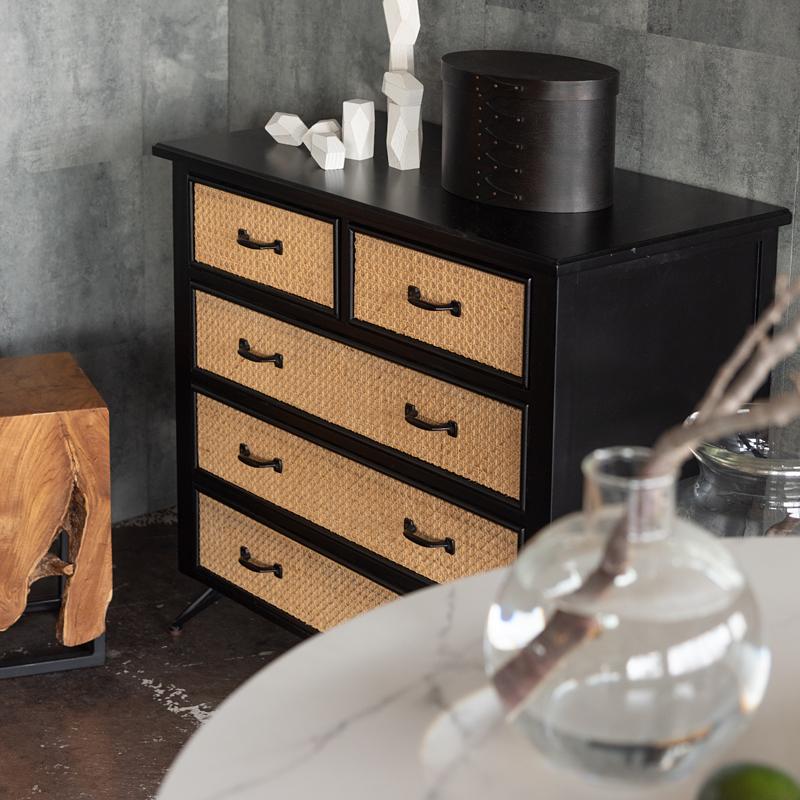 東谷 チェスト 4段 おしゃれ 引き出し 木製 天然ラタン 収納棚 タンス