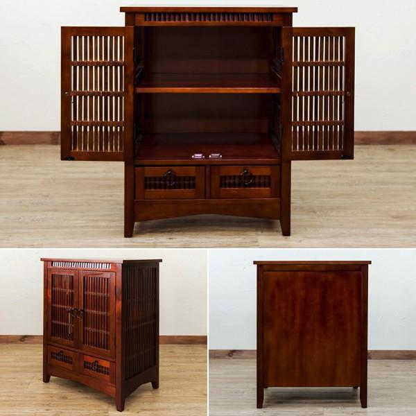収納棚 キャビネット 扉付き 木製 竹 バンブー アジアン : うさぎ屋