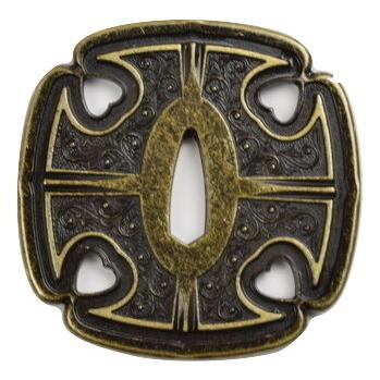 送料無料 鍔 TU-30 太刀鍔 金黒ボカシ つば : 岐阜関刃物工房V.ROAD