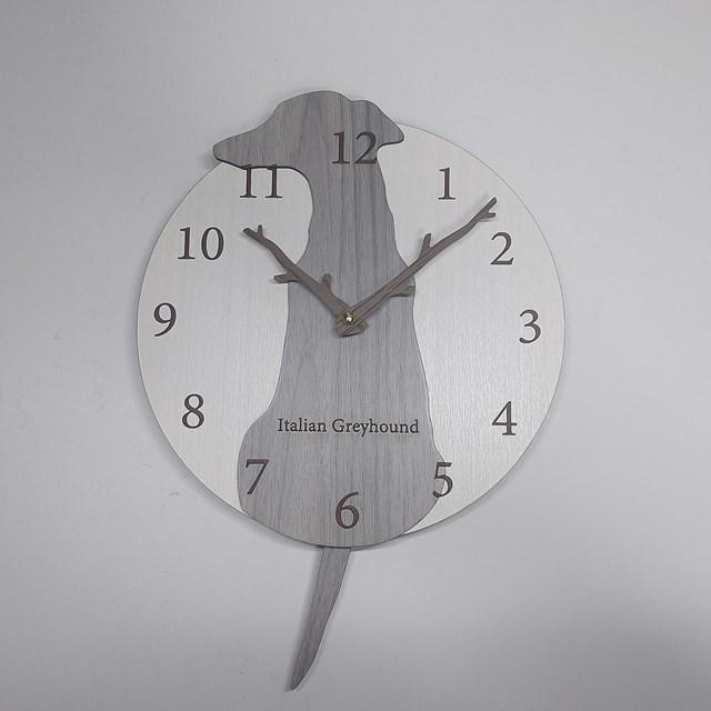 はみだしワンちゃん振り子壁掛け時計 イタリアングレーハウンド