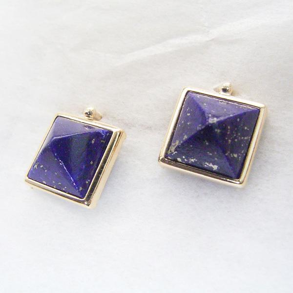 ヴィーナスジュエリー ピアス K18 ラピスラズリ ピラミッドカボション