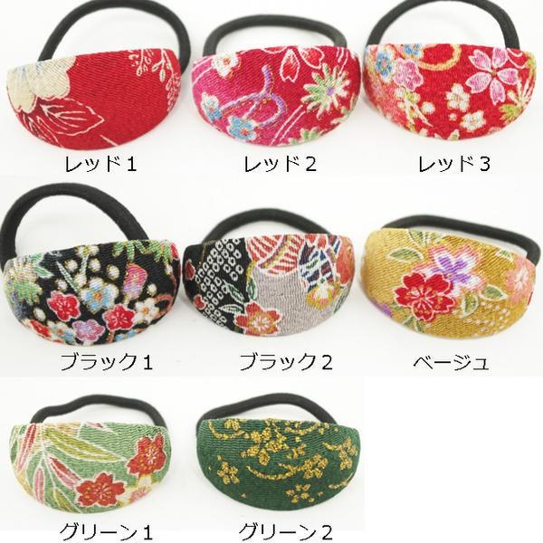 ヘアゴム 和柄 ちりめん オーバル 和風 和装 ヘアアクセサリー