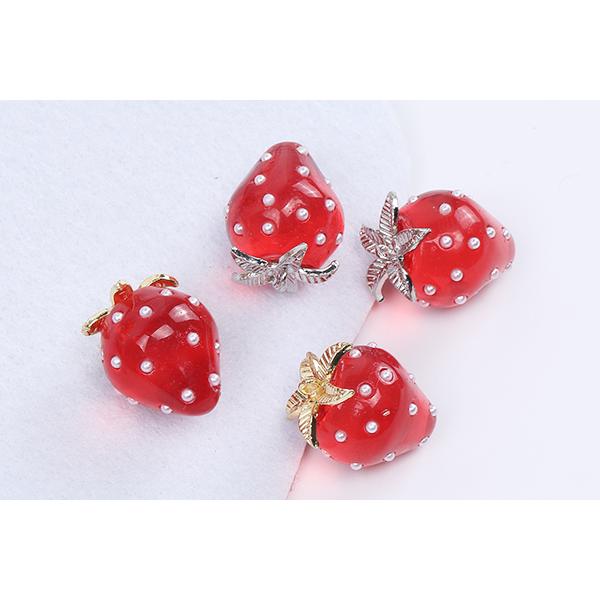 即日可能】いちごチャーム 樹脂製イチゴチャーム 苺 パール付き 18