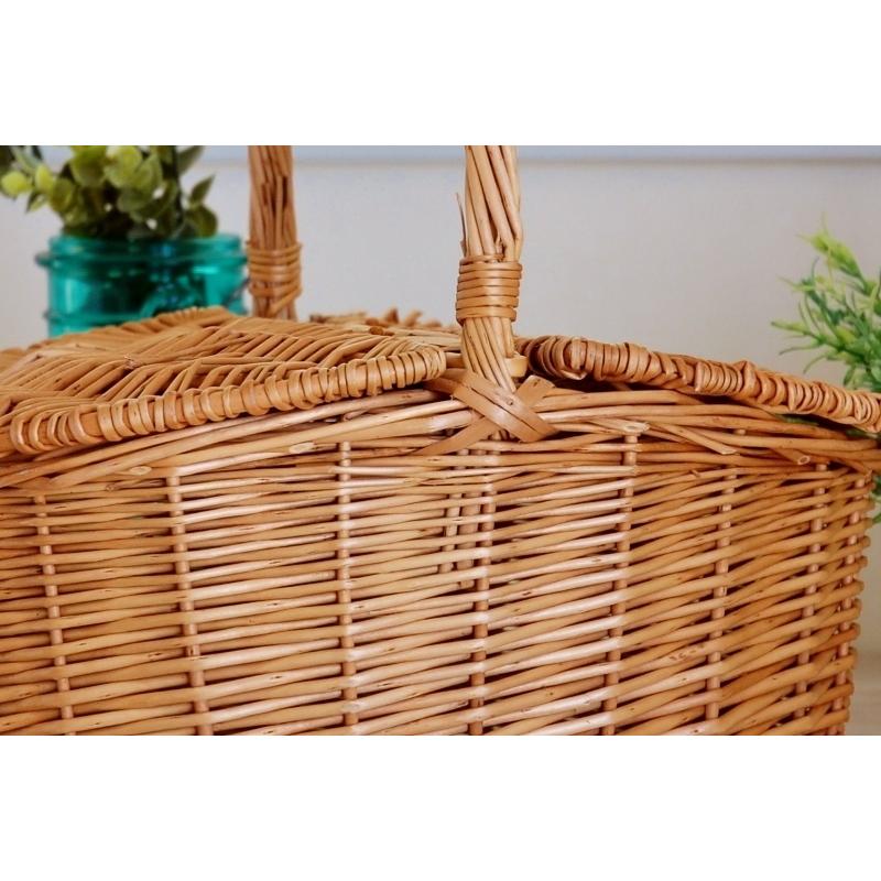 ピクニックバスケット L 大きい レトロ 可愛い ふた付き ナチュラル