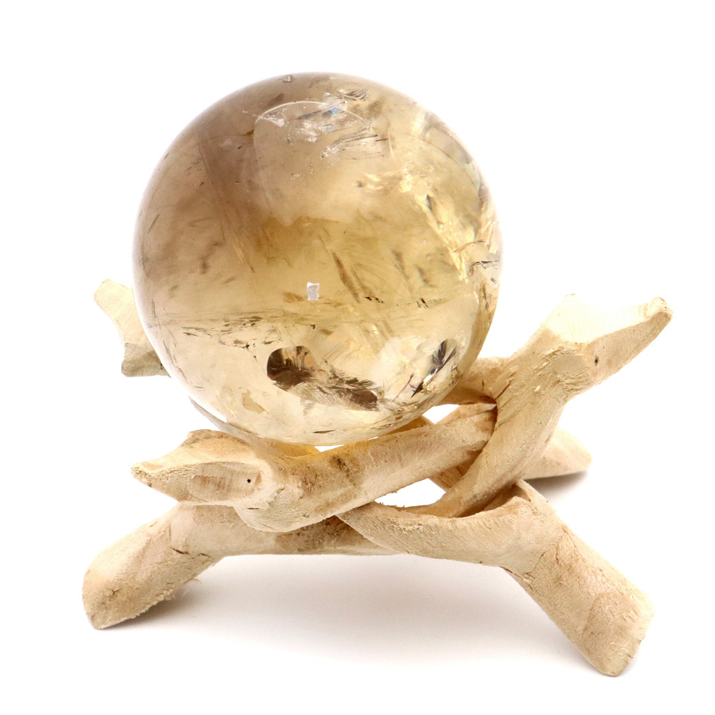 天然石シトリンのスフィア 丸玉 置物E.31 ファッション 天然石シトリン