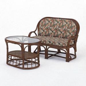 今枝商店 籐 リビング2点セット ラブソファ サイドテーブル （ ラタン