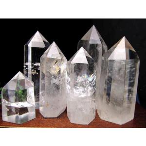 天然透明 水晶ポイント 六角柱 80グラム-90グラム 透明感抜群 手ごろな