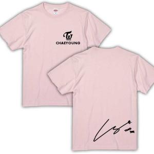 モモ トゥワイス TWICE サイン入り ロゴ入り べビーピンク 男女兼用T