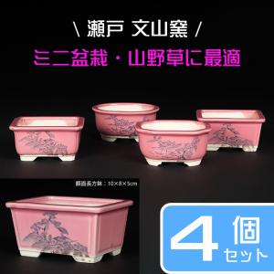 盆栽鉢 「高山染付山水図長方鉢」 植木鉢 絵付鉢 作家鉢 磁器 呉須 4号