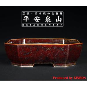 盆栽鉢 植木鉢 「平安泉山紫結晶楕円鉢」 山草鉢 色鉢 清水焼 京焼