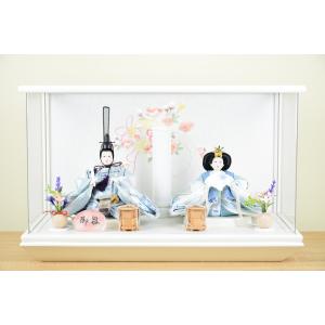 平安道翠 雛人形 刺繍秀芥子親王 変則三曲屏風 遠山桜 30cm 平台 桧