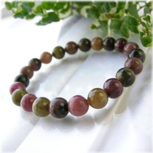 ミックスカラー トルマリン ブレスレット 9mm H144-49 : 誠安天然石