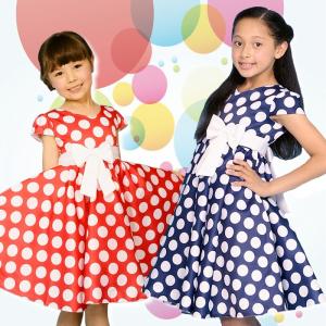 ミニーちゃんみたいなドットワンピース レッド ネイビー コスチューム