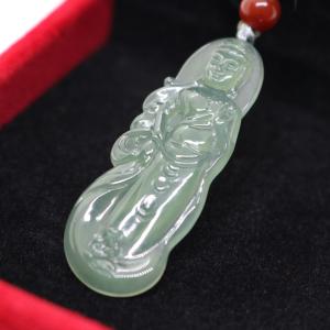 お守り 立像 観音菩薩 ミャンマー天然翡翠 ジェイダイト ヒスイ