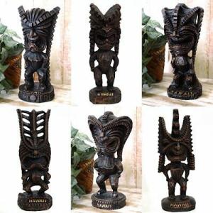 エスニック彫刻 舌を出すティキ像ウッドトーン彫刻（木彫）ハワイ大型