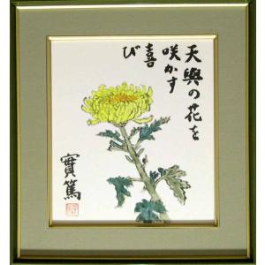 武者小路実篤 色紙 花も実も / 花も実もある この世哉 額（白、金、銀