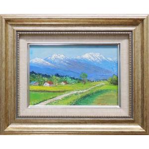絵画 油絵 木曽 駒ヶ岳 （岡島哲夫） 【海・山】【肉筆】【油絵