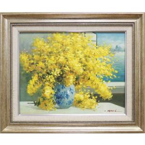 絵画 油絵 黄ばら （鈴木郁夫） 【肉筆】【油絵】【花】【6号