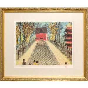 山下 清 『ベニスのゴンドラ風景』 ペン画(鑑定書付き) 絵画 外国の