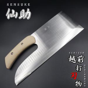 仙助 麺切り包丁 蕎麦包丁 ダマスカス 鏡面仕上げ 安来鋼青紙二号