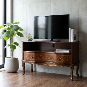 チェスト 木製 5段 完成品 茶 58cm 象嵌 ロココ調 イタリア 家具 猫脚