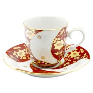 九谷焼 吉田美統【人間国宝】九谷焼ぐい呑み 金襴手花唐草 赤 : 北山堂