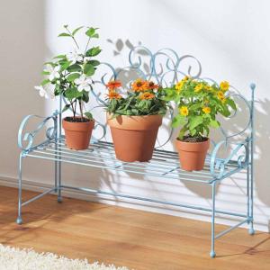 フラワースタンド 心春 ベンチ プランタースタンド 幅61.5cm ブルー