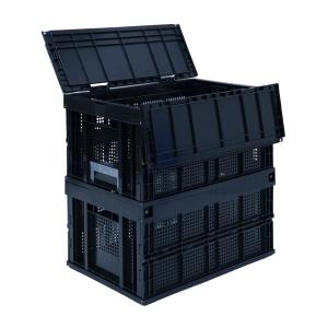 松本産業 折りたたみコンテナ フタ付き 75L ブラック ( F75BL ) カード