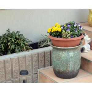 在庫数限り 信楽焼 大きな 花瓶 山絵 大壷 18号 おしゃれ 大壺 つぼ