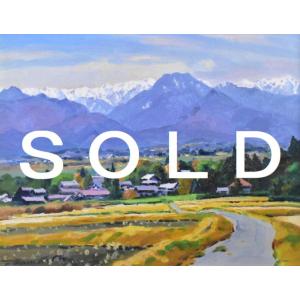 赤羽忠親 「北アルプスの見える町」 油彩 P15号 真作保証 安曇野