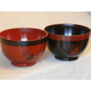 伝統工芸品 ペア椀 和食器 夫婦椀 木製 会津漆器 溜 吟朱 3.7 漆塗り