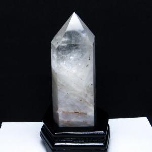スモーキークォーツ 六角柱 煙水晶 ルチルクォーツ 3.4Kg 台座付属