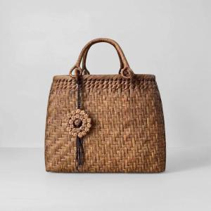 山葡萄 手作り 籠バッグ 網代編み 内布あり (約)幅31×本体高さ24×マチ