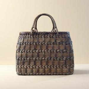 山葡萄 手作り 籠バッグ 網代編み 内布あり (約)幅31×本体高さ24×マチ