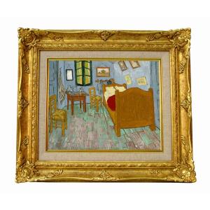 世界の名画 ゴッホ アイリスのある花瓶黄色い背景 ジクレーキャンバス