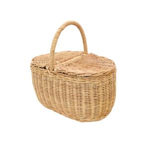 大きなピクニックバスケット ふた付 ラタン 籐かご おしゃれ : ラタン