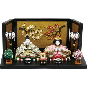 雛人形 コンパクト 内裏雛 若葉 中 絵屏風付 ひな人形 雛飾り おひな様