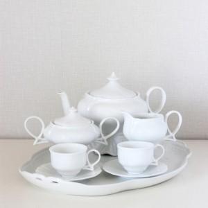 ポーセラーツ 白磁 ティーセット キャッスル (ティーポット、カップ