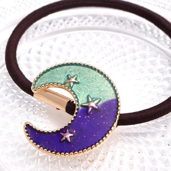 三日月レジンのツートンヘアゴム 3color ヘアアクセサリー 大人 可愛い