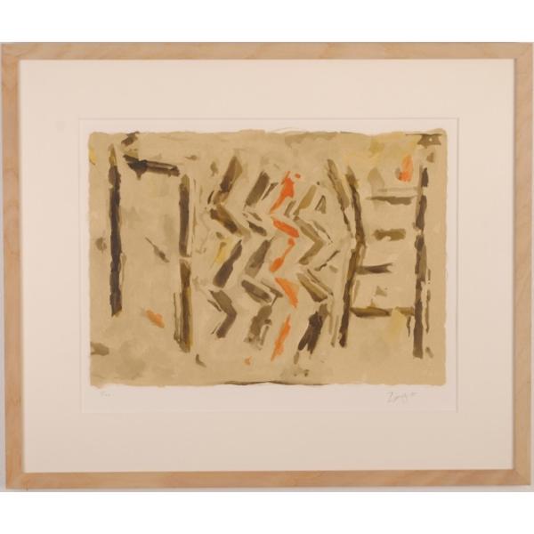 抽象画 絵画 現代アート リトグラフ 版画 坂本善三 「構成87」 額付き