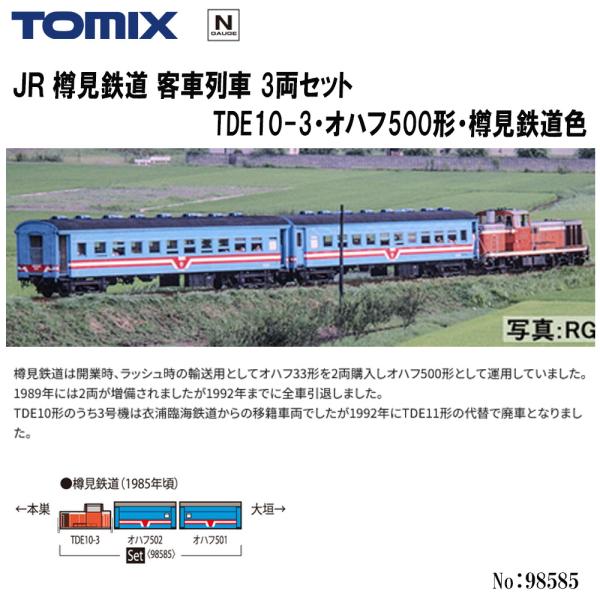 No:98585 TOMIX 樽見鉄道 客車列車(TDE10-3・オハフ500形・樽見鉄道色