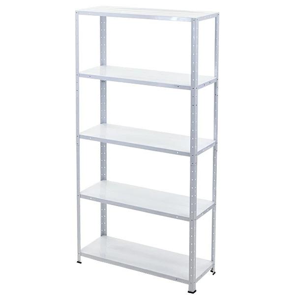 5段 スチールラック ホワイト 粉体塗装 約幅87×奥行31×高さ92.5〜167.5