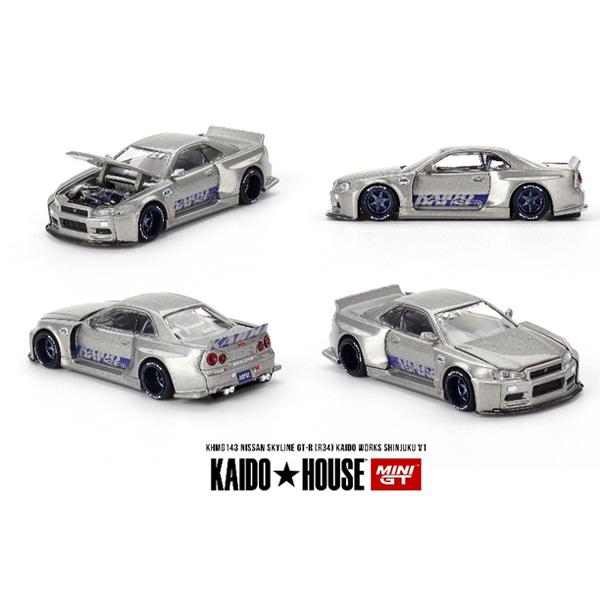 MINI-GT 1/64 Nissan スカイライン GT-R R34 Kaido Works SHINJUKU V1