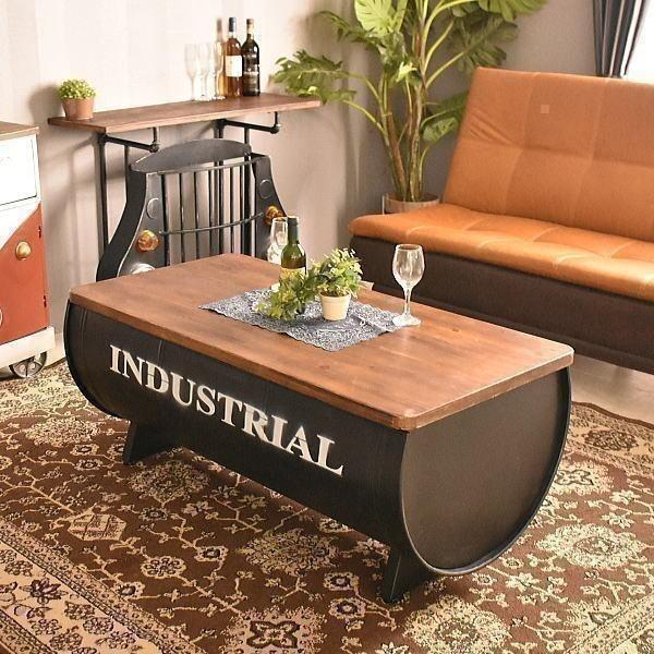 センターテーブル 幅118cm ドラム缶 ドラム缶型 おしゃれ