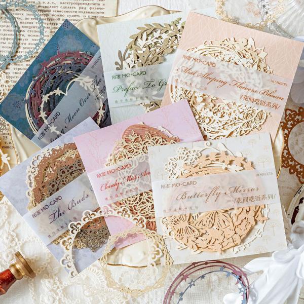 コラージュ 素材 レースペーパー 花 額縁 フレーム レース 切り絵