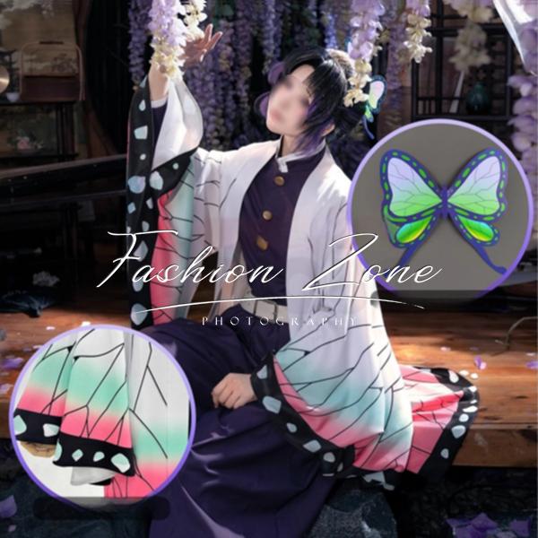 鬼滅の刃 風 胡蝶 しのぶ 高品質 コスプレ衣装 ウィッグ 靴 cosplay