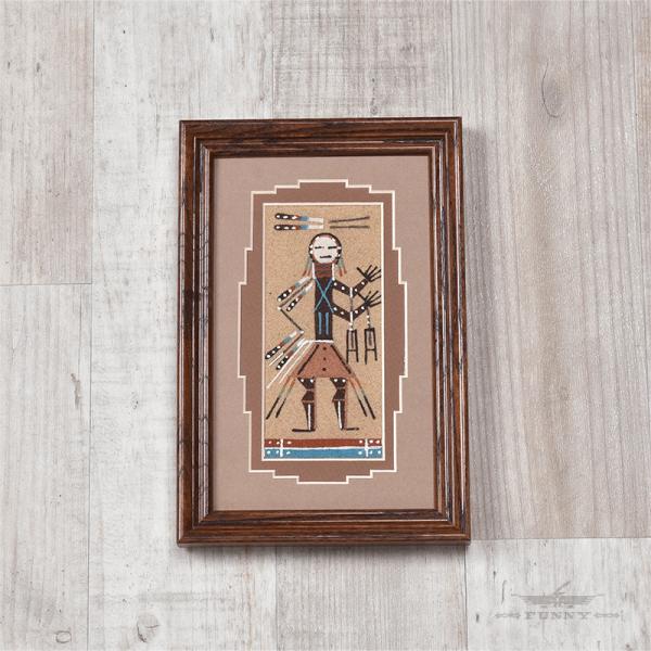 ネイティブアメリカン ナバホ族 木製フレーム 文化的装飾品 砂絵