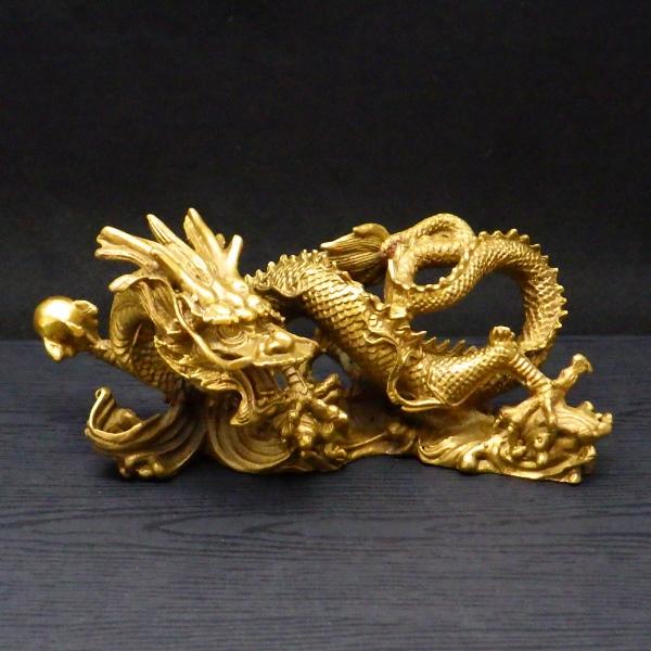 開運 龍の置物 玄関 干支 金 銅製 5本爪 金色 龍置物 真鍮 風水 龍