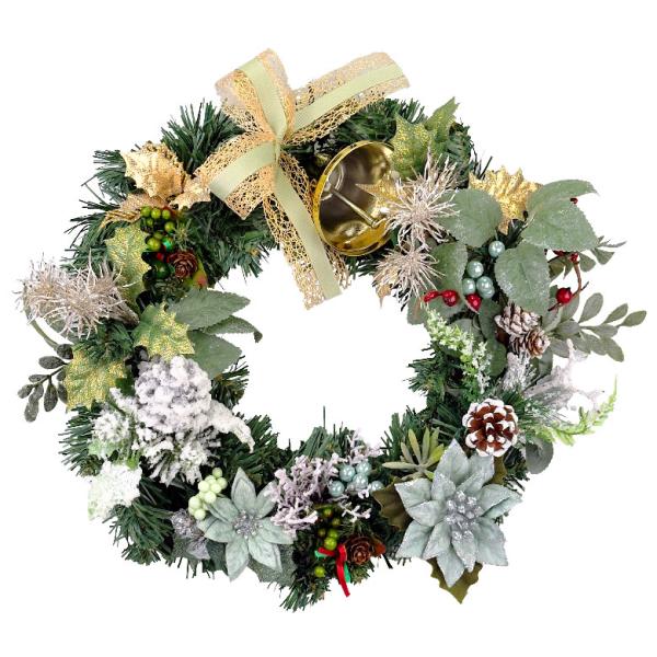 クリスマスリース 30cm グリーン スノー ナチュラル 玄関 おしゃれ