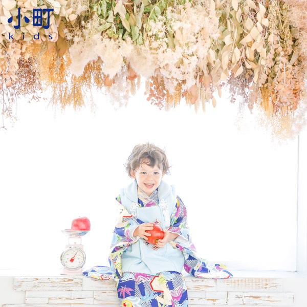 七五三 男 着物 3歳 フルセット 被布セット 小町 「市松に鶴亀